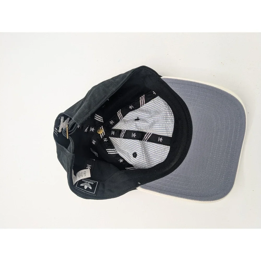 Adidas Originals Hat Cap Strap Back Black White Trefoil Embroidered Dad Hat Mens